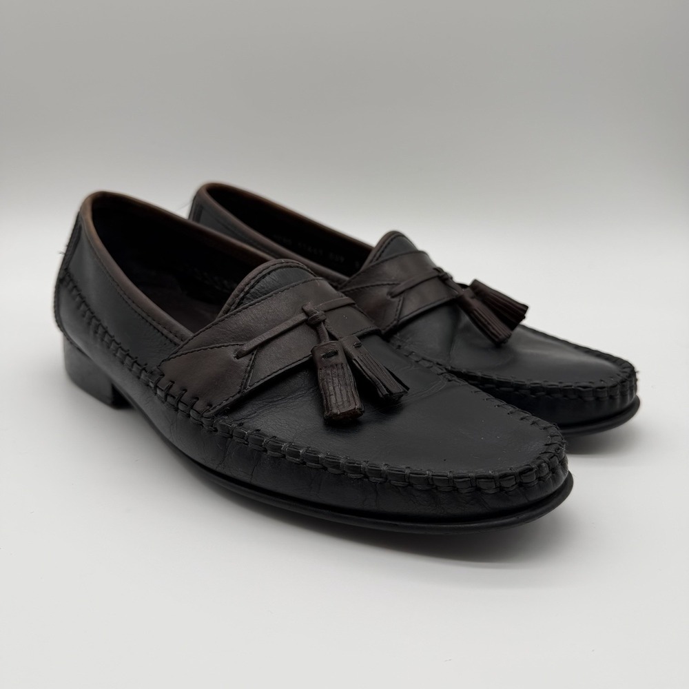 Florsheim Pisa Moc Toe Two-Tone Kiltie Tassel Loafers Black & Brown Men's 8D